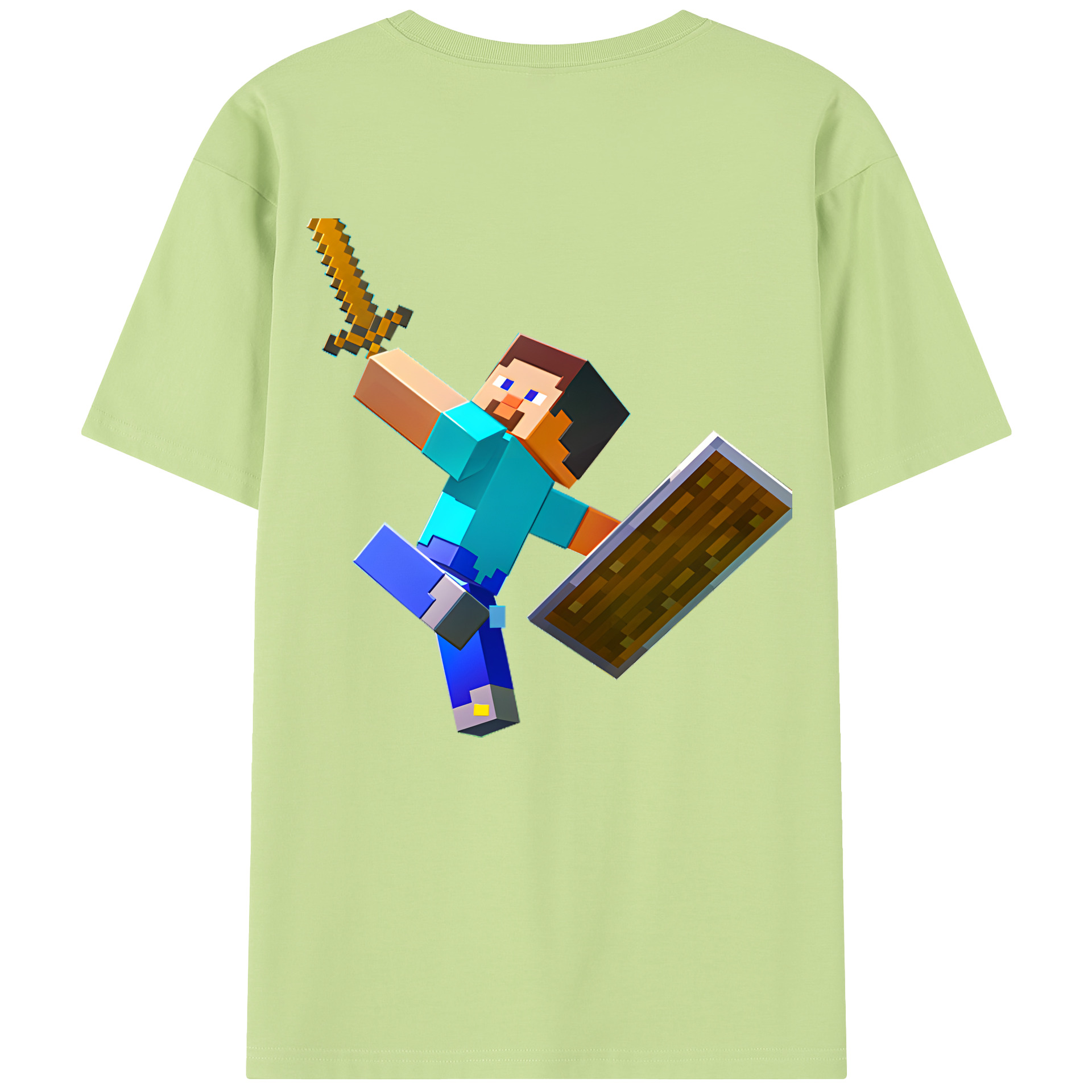 （画像用） マインクラフト ブロックの世界 Minecraft MC Block world 綿100％半袖Tシャツ（背面プリント）